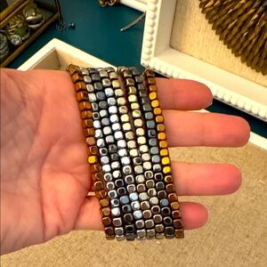 No Name Brown and Silver Stretchable Bracelets - Multi color x 8